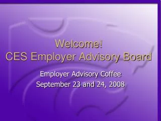 Welcome! CES Employer Advisory Board
