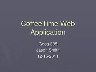CoffeeTime Web Application