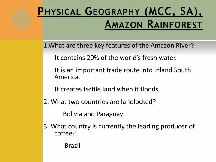 physical geography mcc sa amazon rainforest