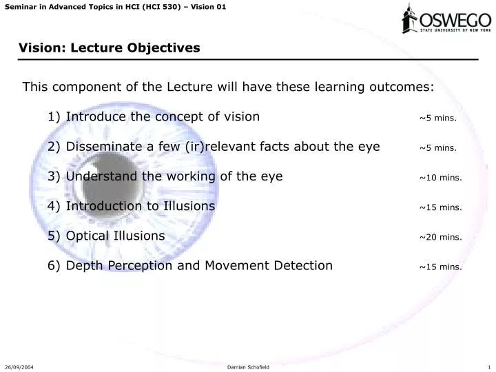vision lecture objectives