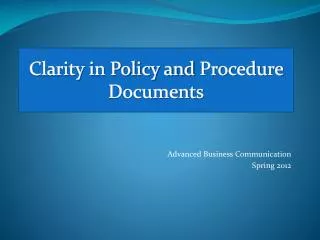 Clarity in Policy and Procedure Documents