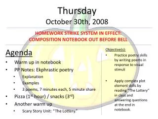 Thursday October 30 th , 2008