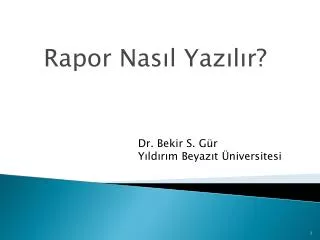 Rapor Nasıl Yazılır?