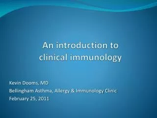 An introduction to clinical immunology