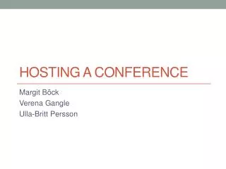 Hosting a conference