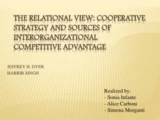 THE RELATIONAL VIEW: COOPERATIVE STRATEGY AND SOURCES OF INTERORGANIZATIONAL COMPETITIVE ADVANTAGE