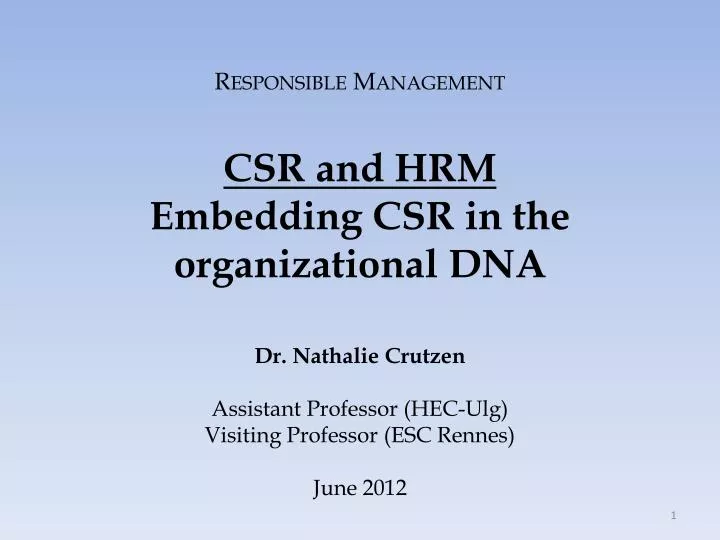 responsible management csr and hrm embedding csr in the organizational dna