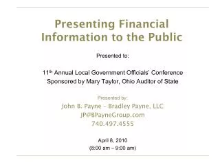 Presenting Financial Information to the Public