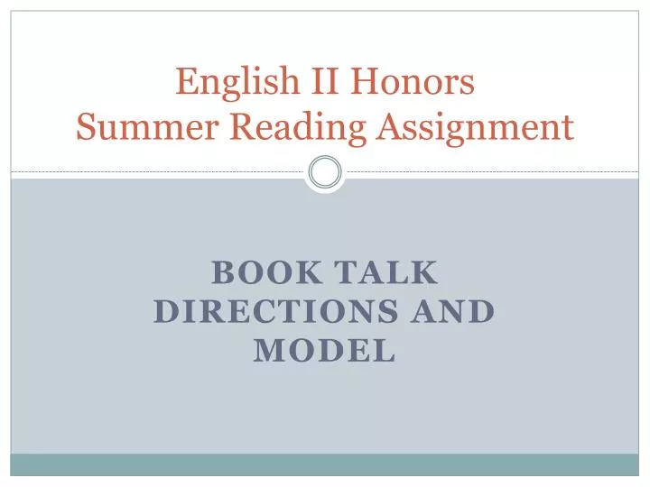 english ii honors summer reading assignment