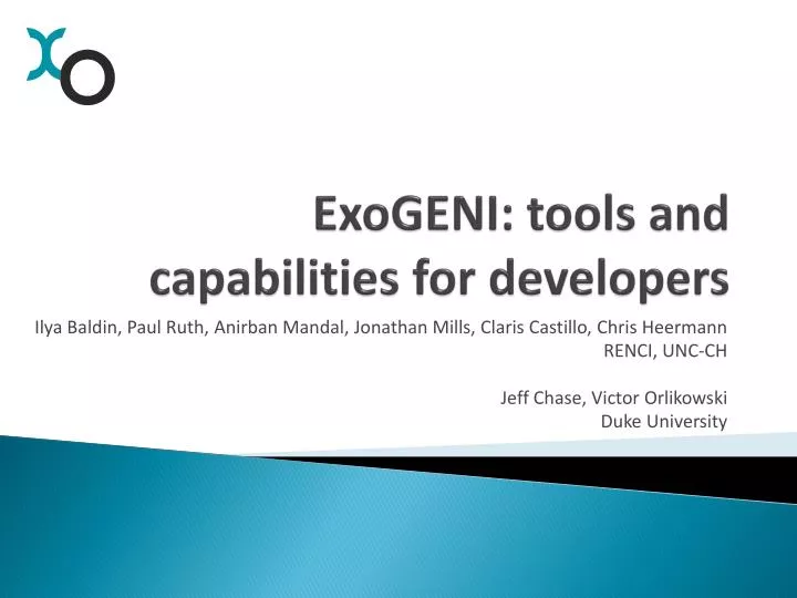 exogeni tools and capabilities for developers