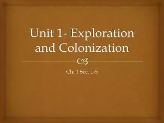 Unit 1- Exploration and Colonization