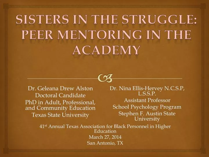 sisters in the struggle peer mentoring in the academy