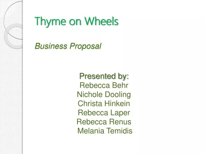 thyme on wheels business proposal