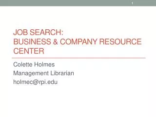 Job Search: Business &amp; Company Resource Center