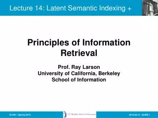 Lecture 14: Latent Semantic Indexing +