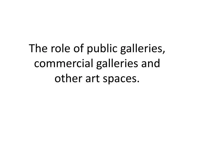 the role of public galleries commercial galleries and other art spaces