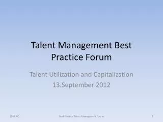Talent Management Best Practice Forum