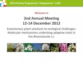 DFG Priority Programme “Adaptomics” 1529