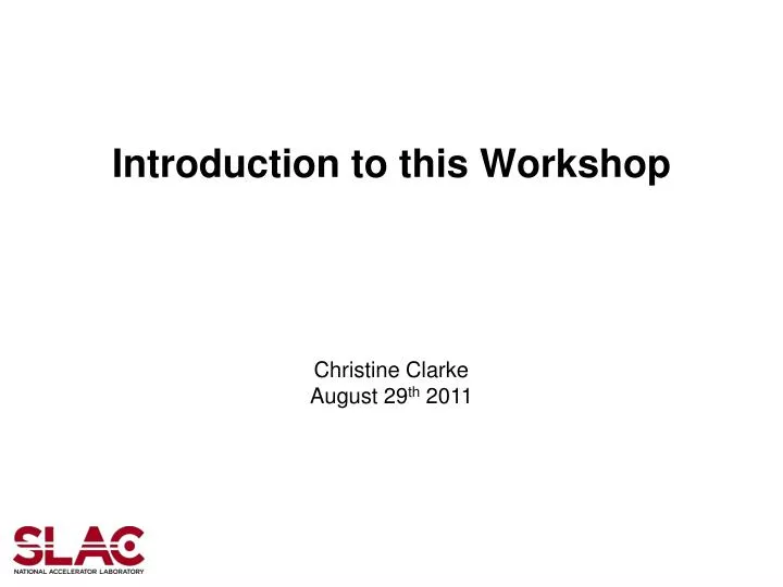 introduction to this workshop