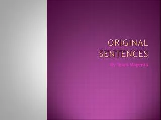 Original Sentences