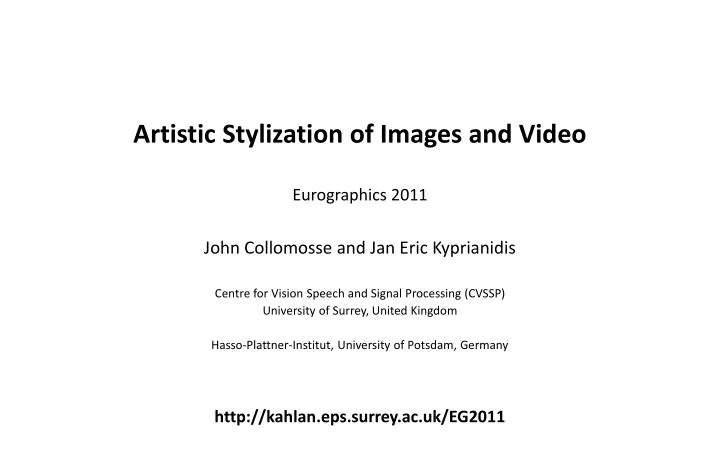 artistic stylization of images and video eurographics 2011