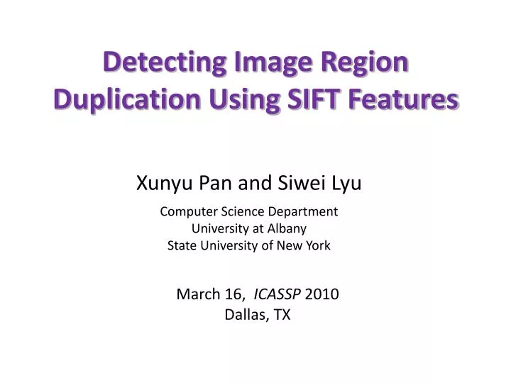 detecting image region duplication using sift features