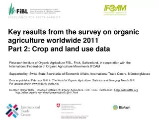 Key results from the survey on organic agriculture worldwide 2011 Part 2 : Crop and land use data