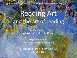 Reading Art and the art of reading