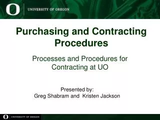 Purchasing and Contracting Procedures