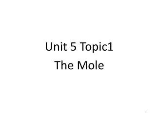 Unit 5 Topic1 The Mole