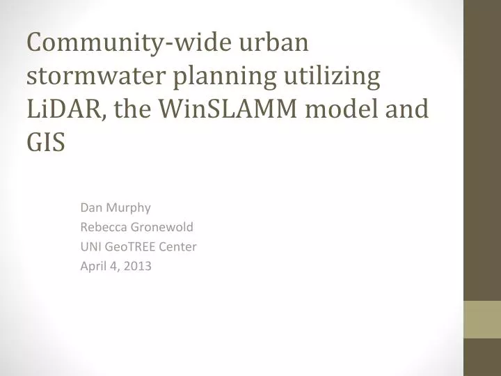 community wide urban stormwater planning utilizing lidar the winslamm model and gis