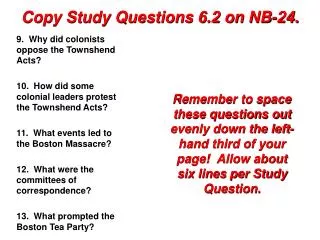 Copy Study Questions 6.2 on NB-24.