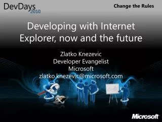 Developing with Internet Explorer, now and the future