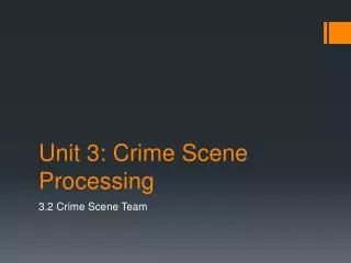 Unit 3: Crime Scene Processing