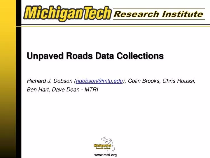 unpaved roads data collections