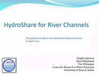 HydroShare for River Channels