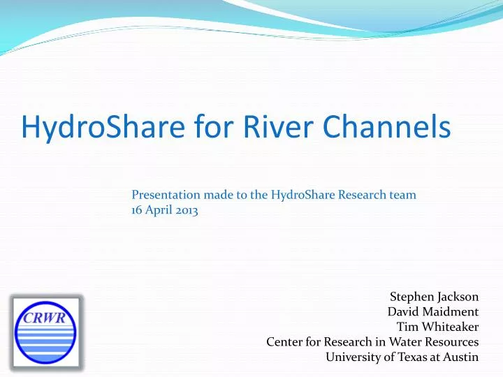 hydroshare for river channels