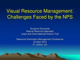 Visual Resource Management : Challenges Faced by the NPS