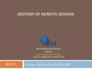 History of Remote Sensing