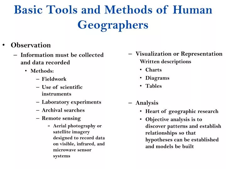 basic tools and methods of human geographers