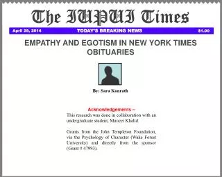 EMPATHY AND EGOTISM IN NEW YORK TIMES OBITUARIES