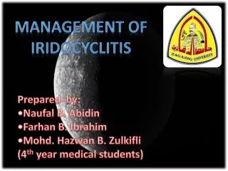 Management of iridocyclitis