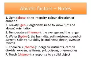 Abiotic factors – Notes