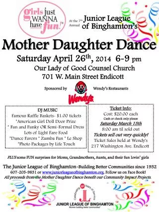 Saturday April 26 th , 2014 6-9 pm Our Lady of Good Counsel Church 701 W. Main Street Endicott