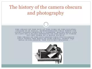 The history of the camera obscura and photography