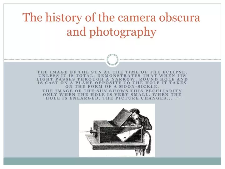 the history of the camera obscura and photography