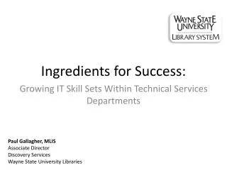 Ingredients for Success: