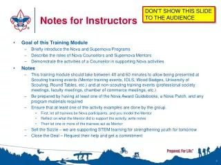 Notes for Instructors