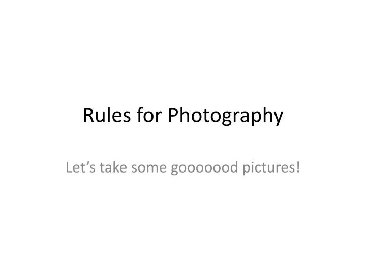 rules for photography