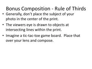 Bonus Composition - Rule of Thirds